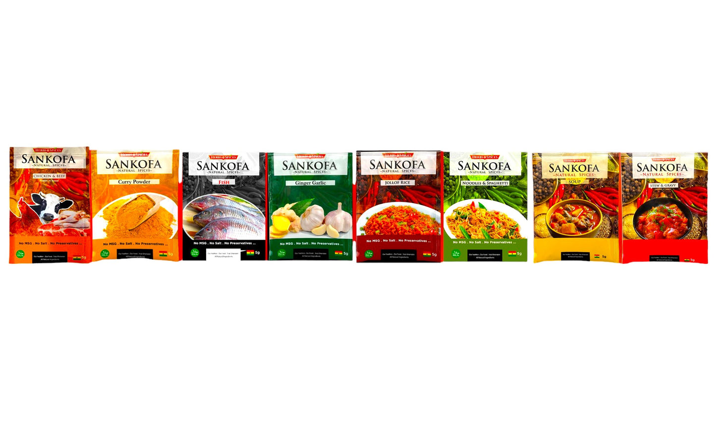 Sankofa Natural Spices 10 Sachets (100% Natural) - £0.75p per Sachet