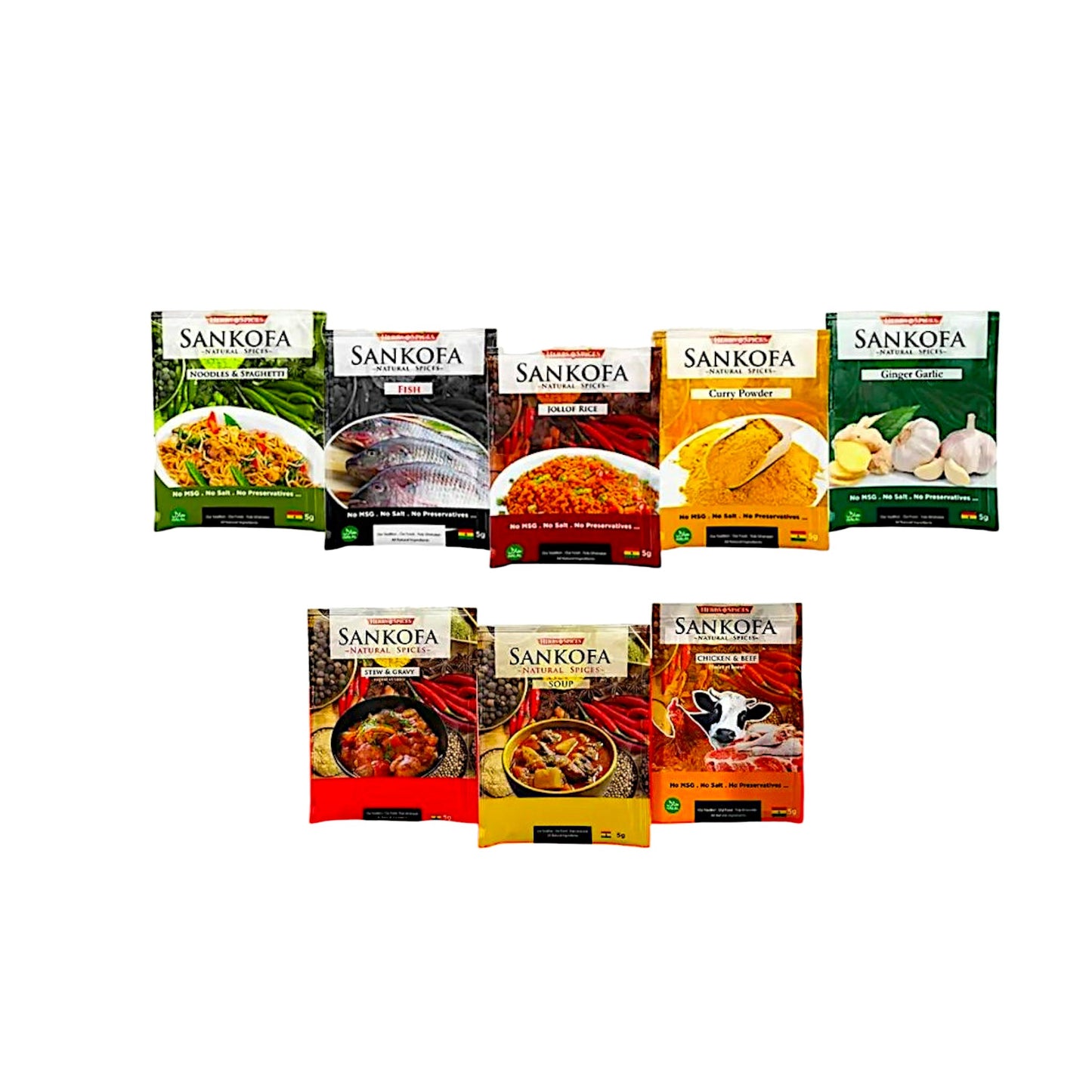 Sankofa Natural Spices 10 Sachets (100% Natural) - £0.75p per Sachet